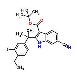 Suministro Ácido 6-ciano-2- [1- (4-etil-3-yodofenil) -1-metiletil] -1H-indol-3-carboxílico 1,1-dimetiletil éster CAS:1256584-75-4