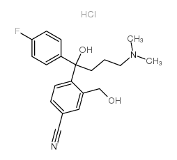 Suministro Clorhidrato de 4- [4- (dimetilamino) -1- (4-fluorofenil) -1-hidroxibutil] -3- (hidroximetil) benzonitrilo CAS:717133-25-0